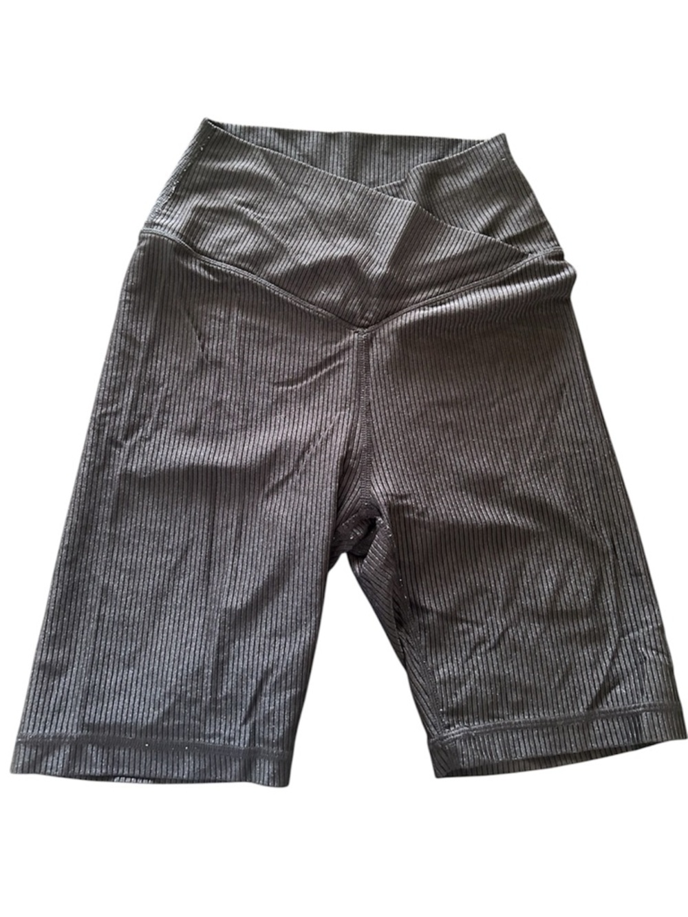 Aerie black ribbed workout bike shorts wrap front style